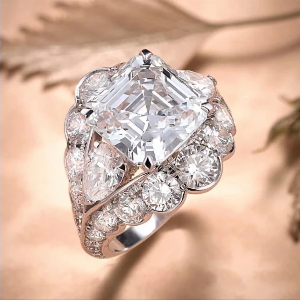 De Luxury 925 Silver Princess Cut Diamond Ring - Picture 4 of 6